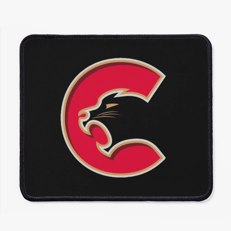 Red Cougar Letter C Sports Logo Design Mouse Pad