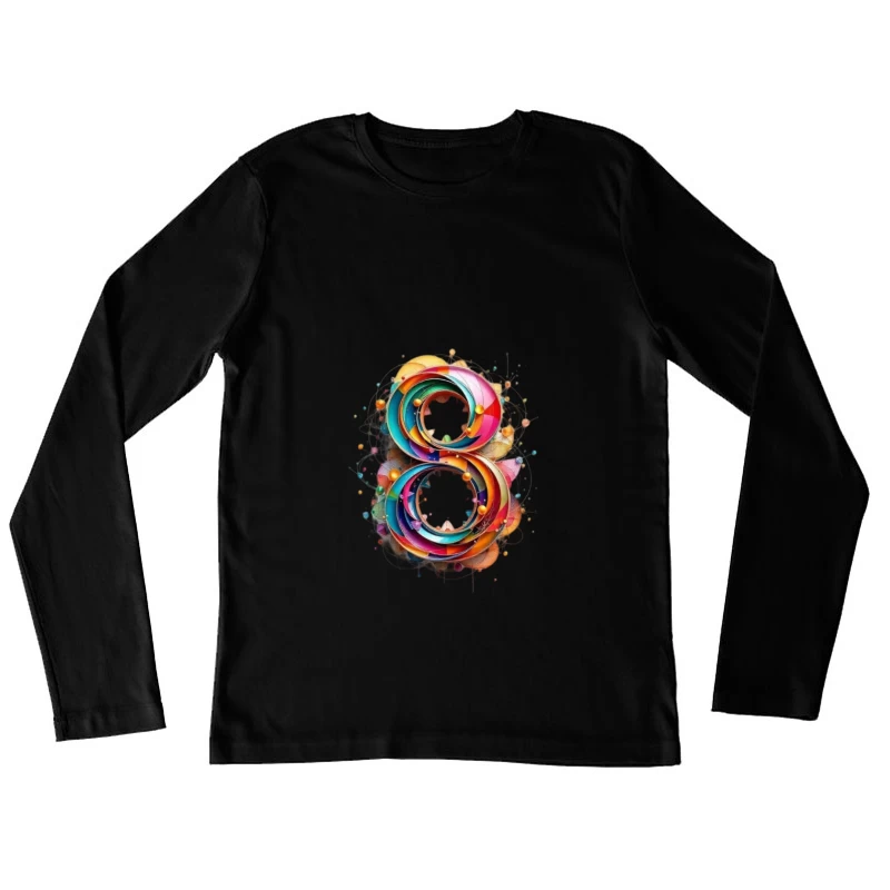 Abstract Colorful Number 8 Digital Art Design Female Long Sleeve T-Shirt