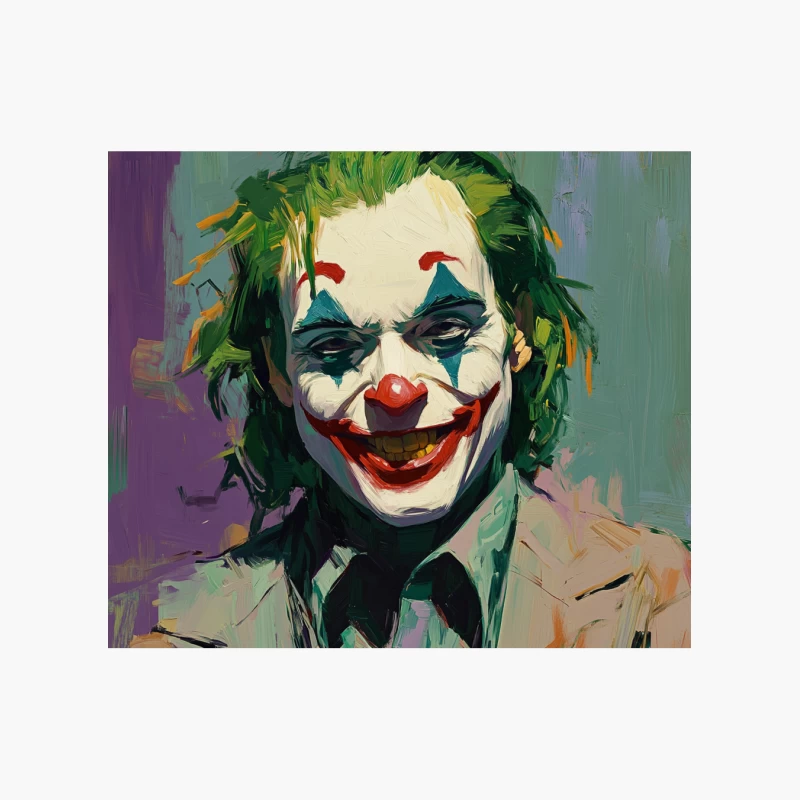 Artistic Portrait of Iconic Clown Character with Green Hair Cotton Tote Bag