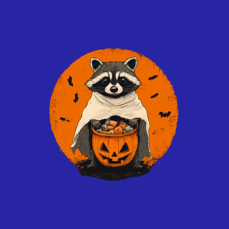 Costumed Raccoon with Halloween Pumpkin and Candy Male Tank Top