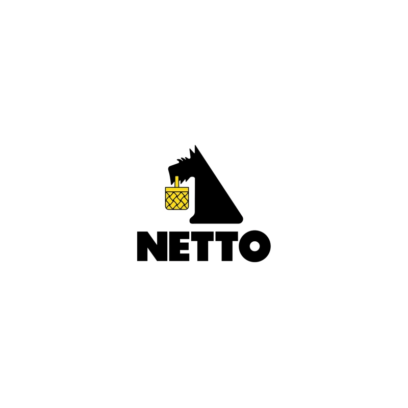 Netto Supermarket Logo with Black Dog and Yellow Basket Coffee Mug