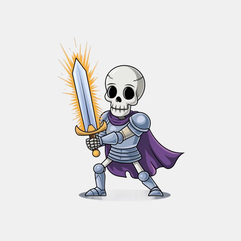 Cartoon Skeleton Warrior with Glowing Sword in Medieval Armor Male Tank Top