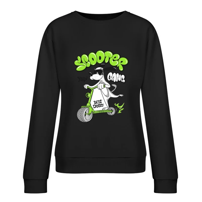 Cooler Hund auf Roller Damen Pullover Sweatshirt