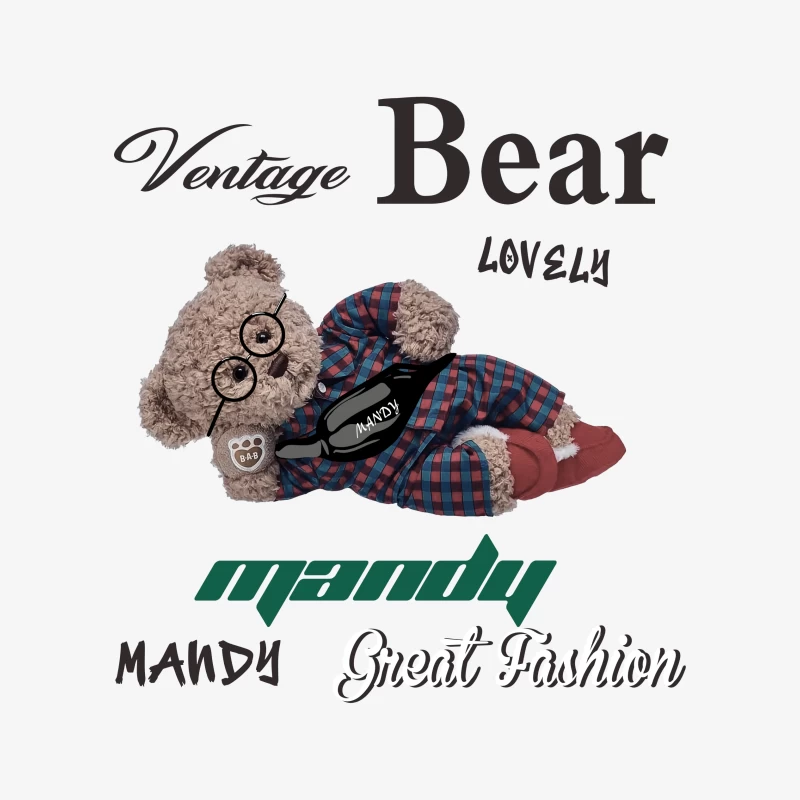 Vintage Bär mit Modeaccessoires Herren Pullover Sweatshirt