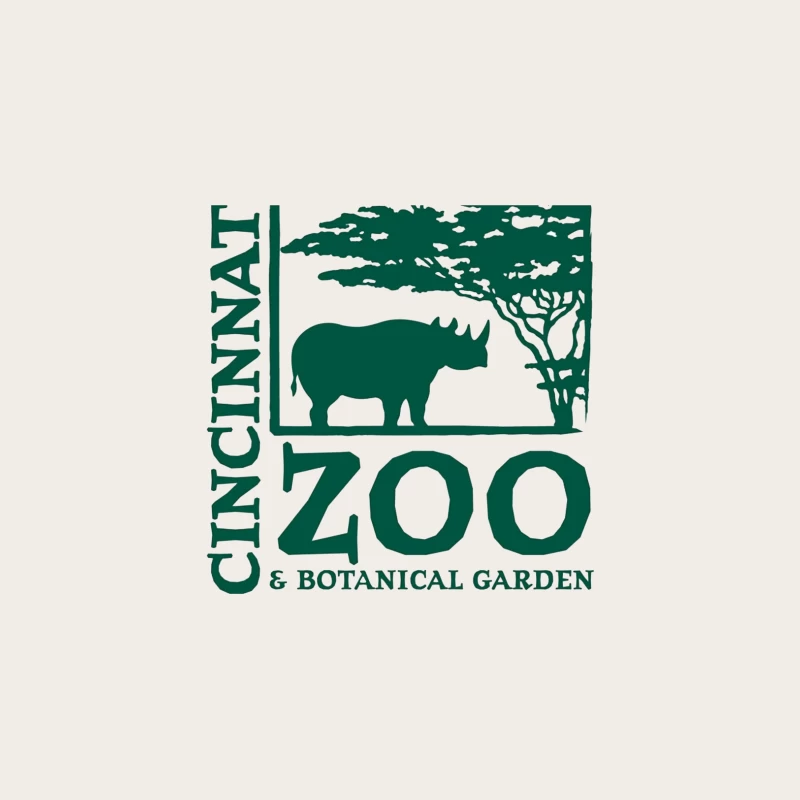 Cincinnati Zoo & Botanical Garden Logo with Rhinoceros and Acacia Tree Bucket Hat