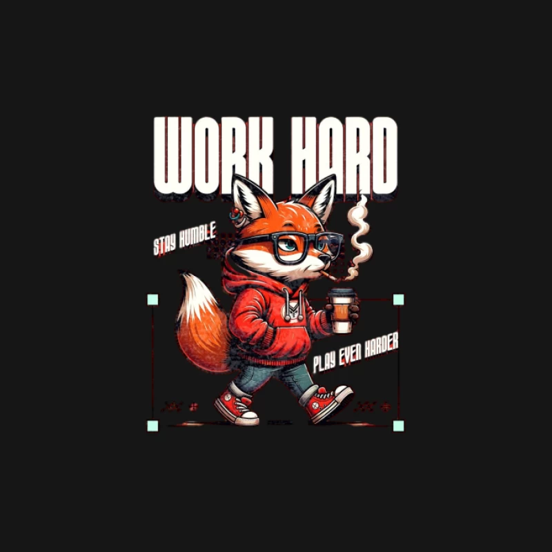 Renard avec café, travailler dur Femme T-Shirt