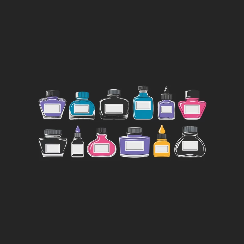 Colorful Ink Bottle Collection for Writing and Art Male Pullover Sweatshirt