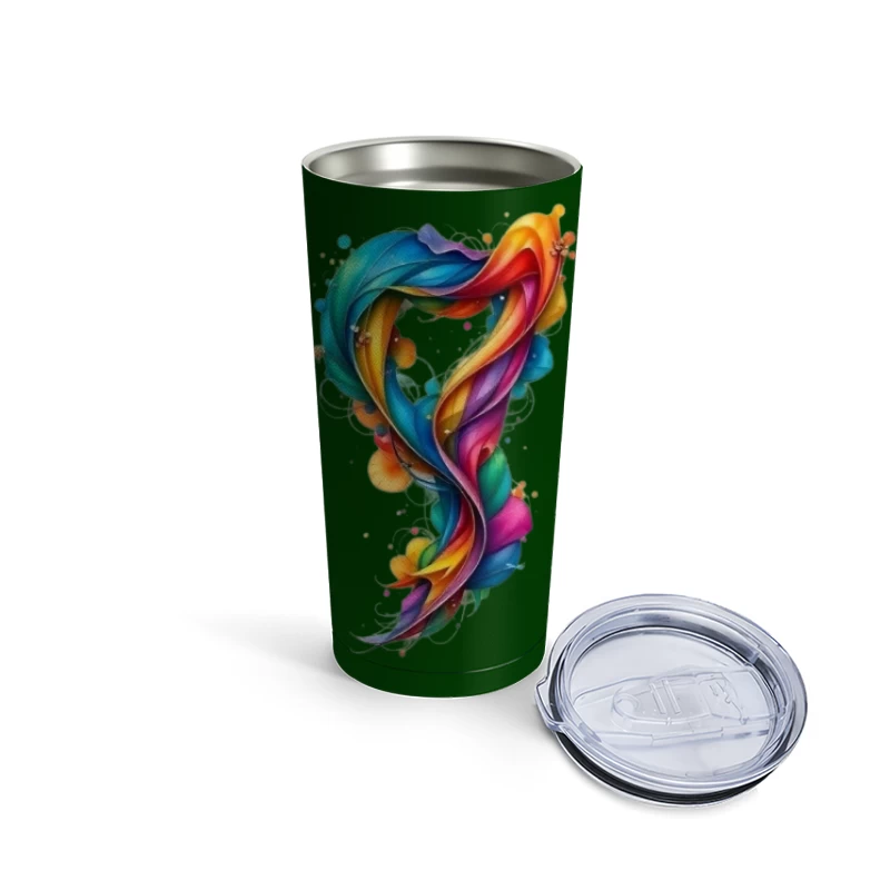 Vibrant Rainbow Swirl Abstract Digital Art Travel Mug