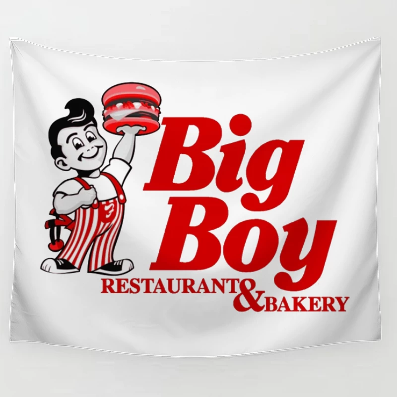 Vintage Big Boy Restaurant and Bakery Logo with Cartoon Mascot Tapestry