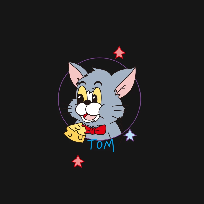 Tom die Cartoon-Katze mit Sternen Herren T-Shirt