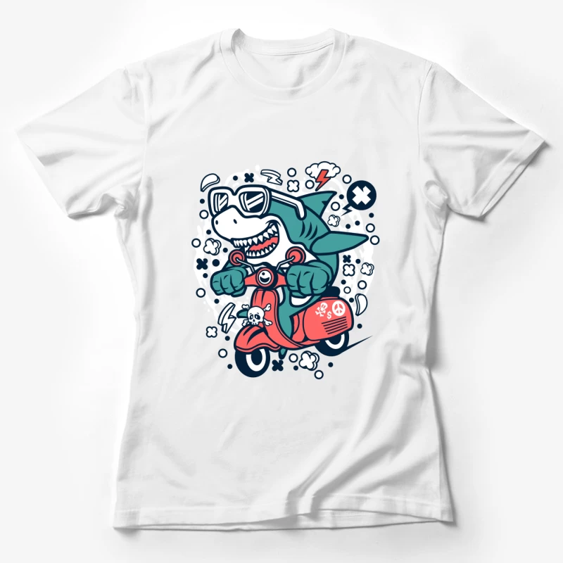 Requin cool sur scooter Femme T-Shirt
