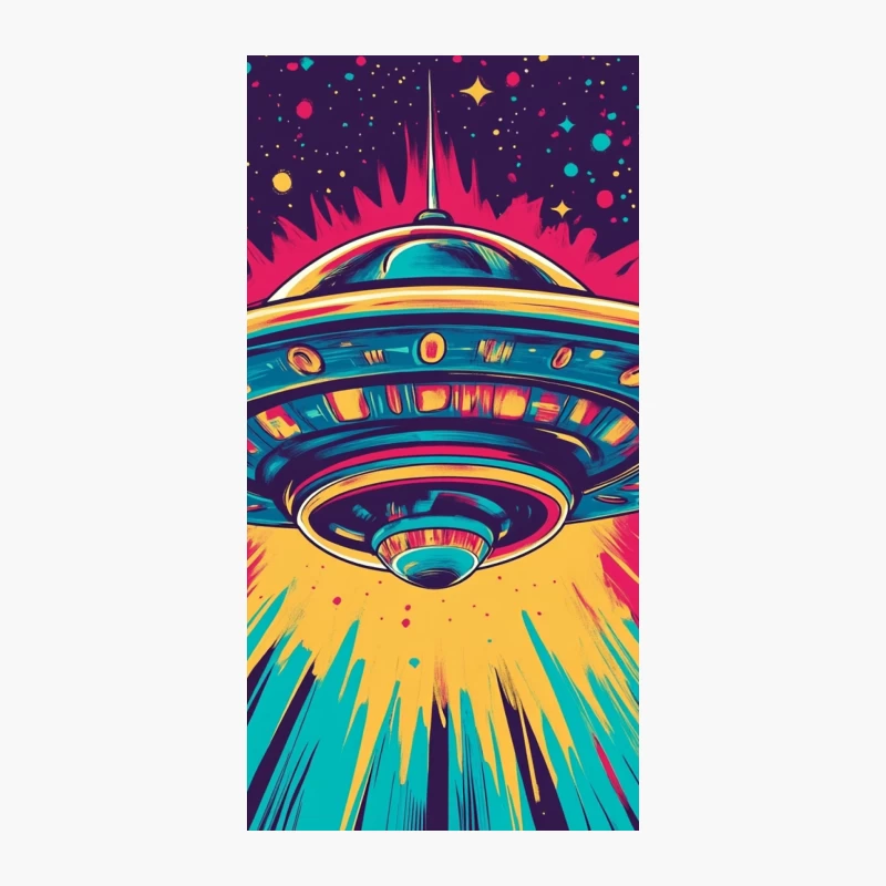 Retro Psychedelic UFO in Cosmic Space iPhone Case