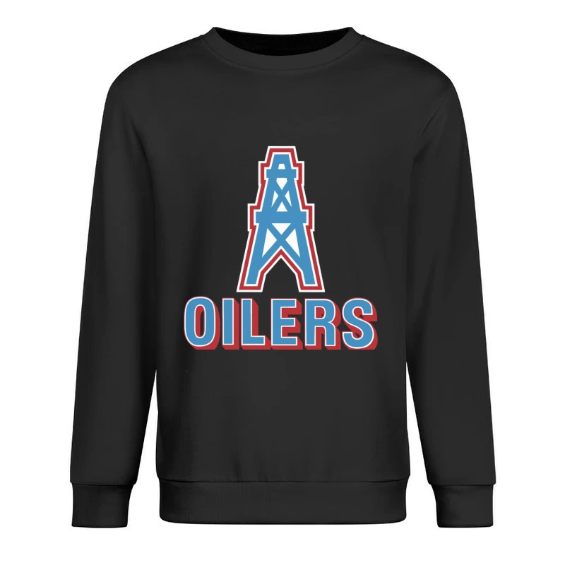 Houston Oilers Vintage NFL Team Logo with Oil Derrick Symbol Male Pullover Sweatshirt