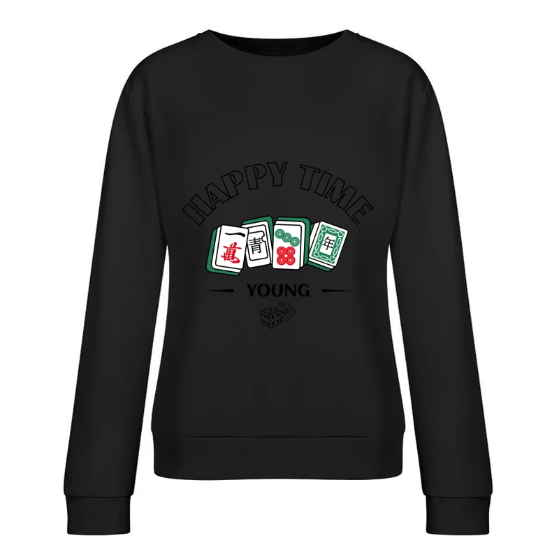 Mahjong Spielsteine Illustration Damen Pullover Sweatshirt