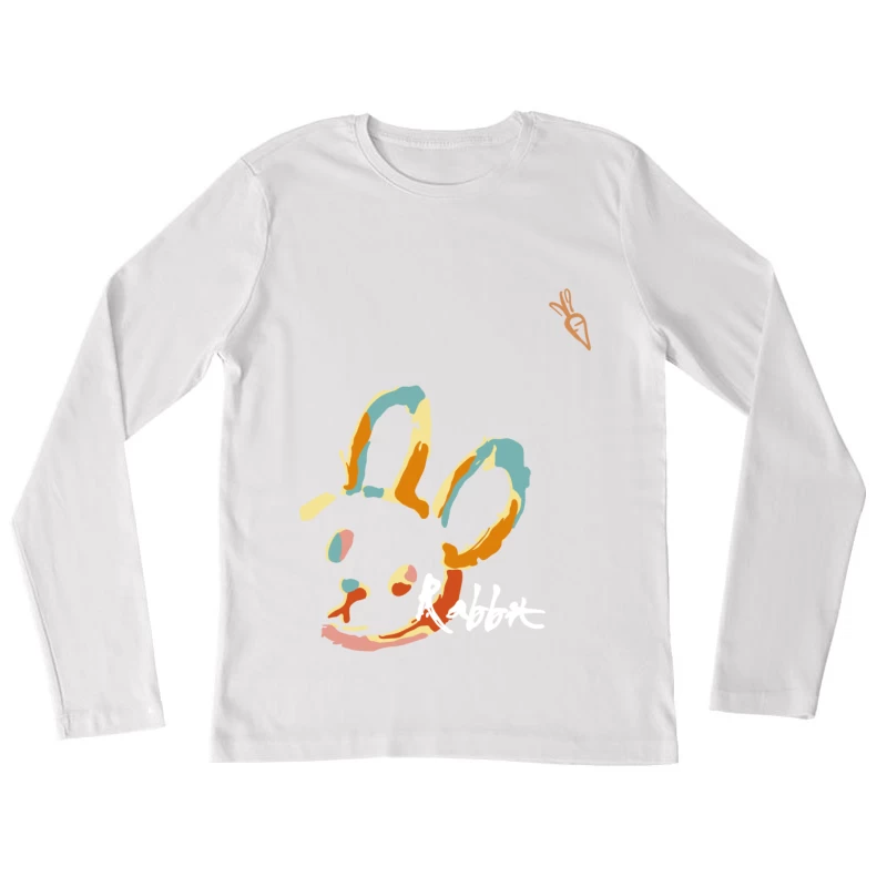 Künstlerisches Hasenmotiv in bunten Farben Damen Langarm T-Shirt