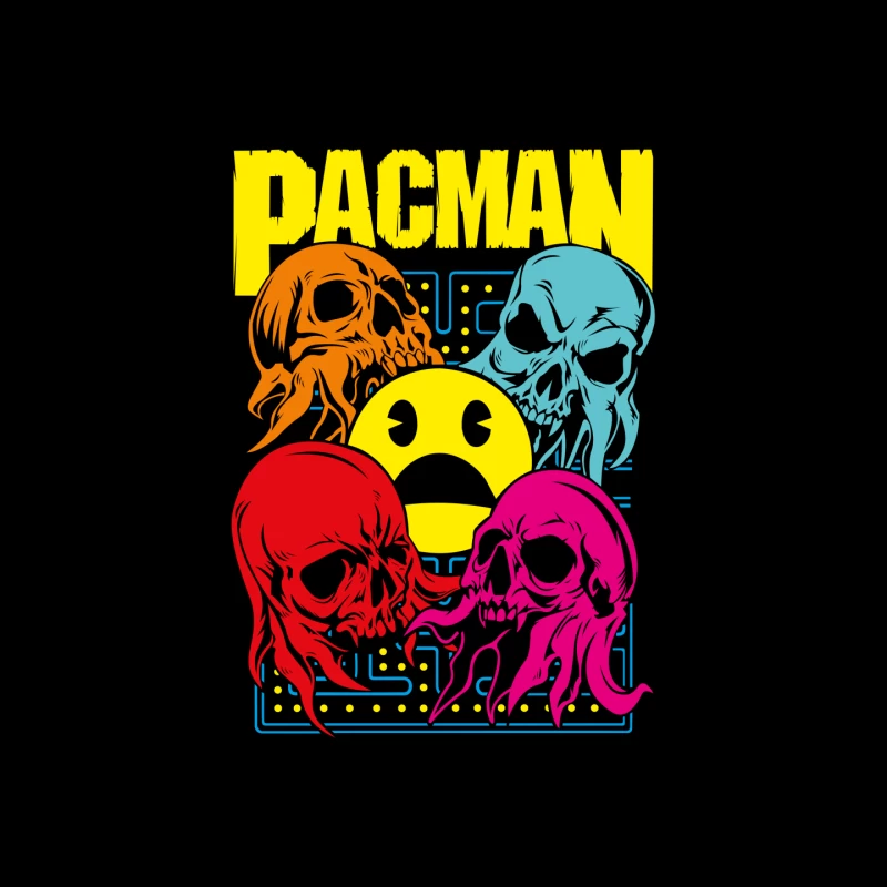 Pac-Man Skull Design Mouse Pad