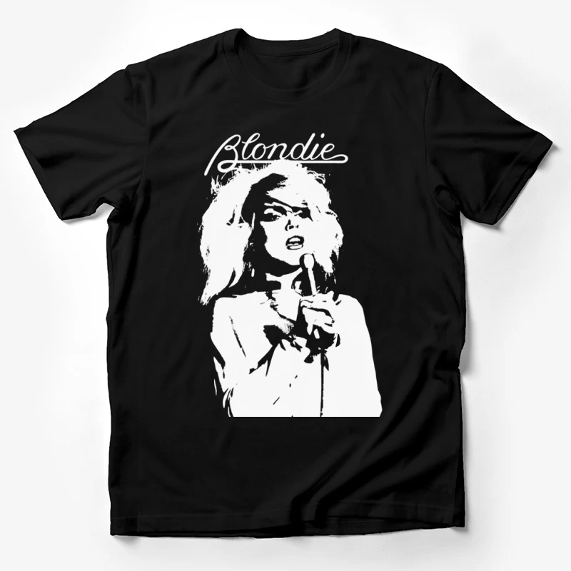 Artistic Line Drawing of Blondie Band Logo and Singer Male T-Shirt