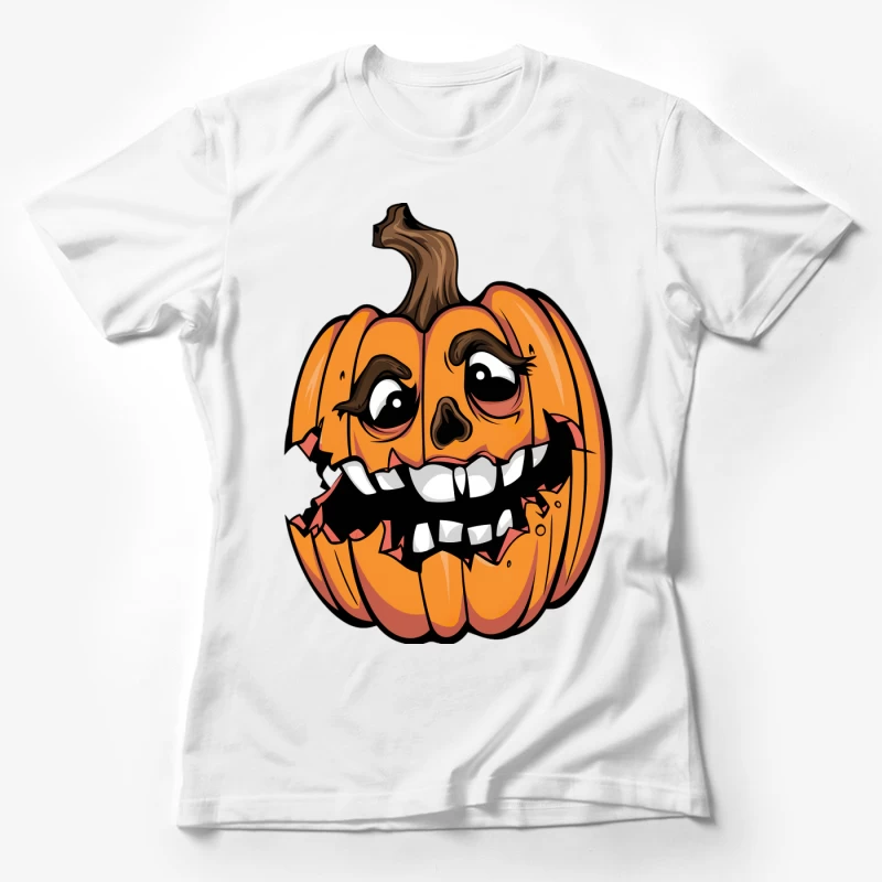 Visage de citrouille d'Halloween animé Femme T-Shirt