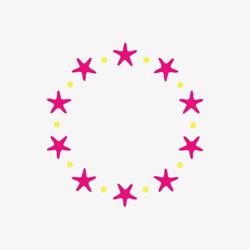 Cercle de étoiles roses avec points jaunes Homme Manches Longues T-Shirt