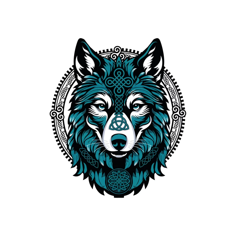 Majestic Celtic Wolf – Teal Knotwork Design Mouse Pad