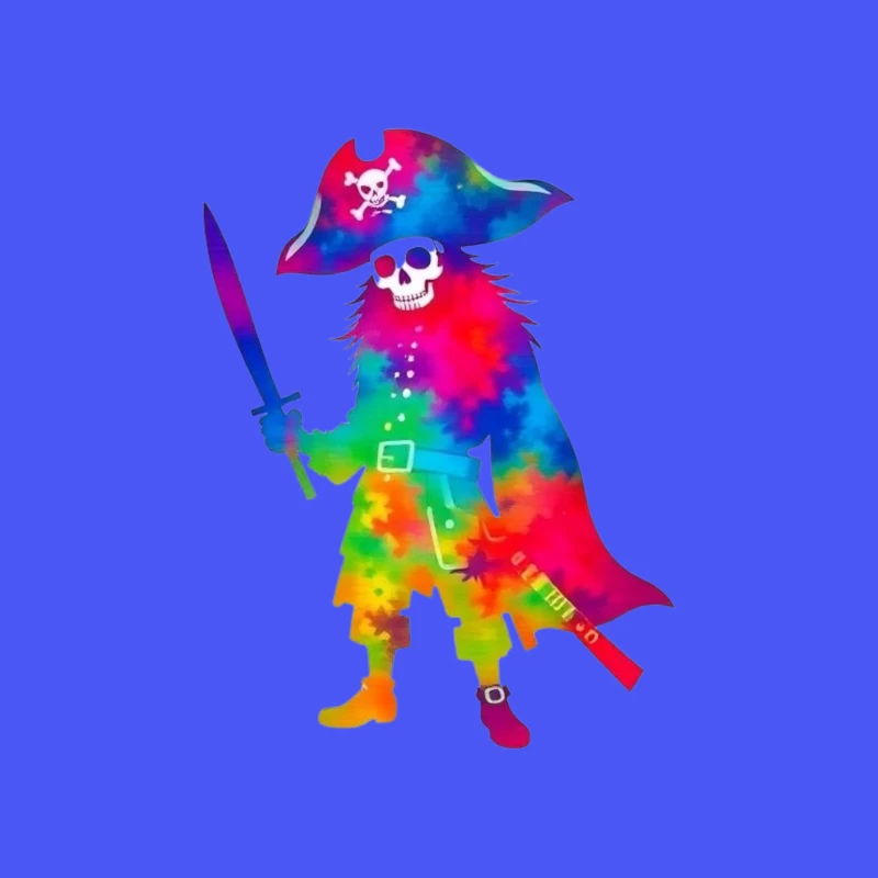 Colorful Pirate Skeleton with Sword Tapestry