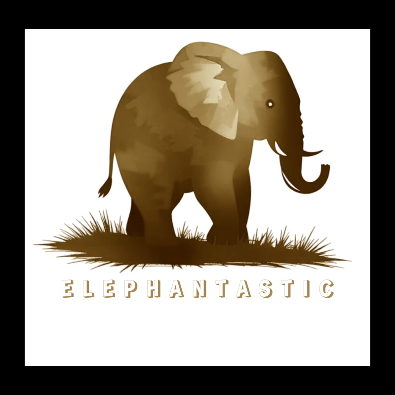 Elephantastic - Vintage Elephant Silhouette Illustration with Typography Throw Pillow