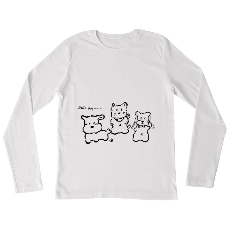 Drei niedliche Tiere in Schwarz-Weiß Damen Langarm T-Shirt