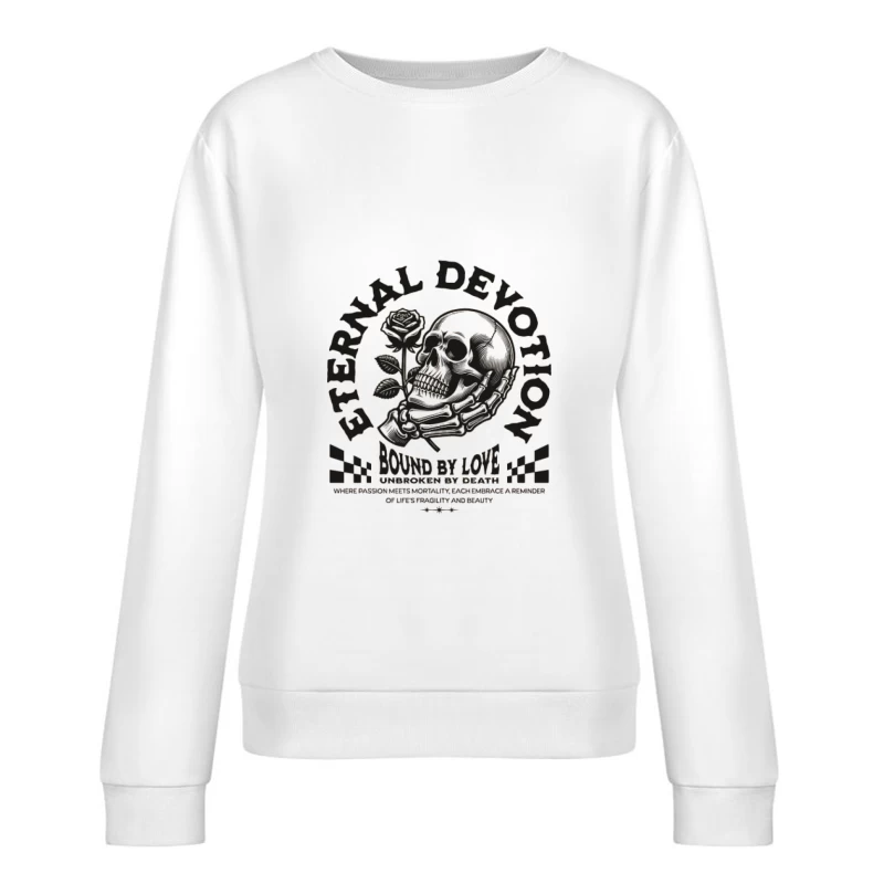 Dévotion Éternelle: Crâne et Rose Femme Sweat-shirt à enfiler