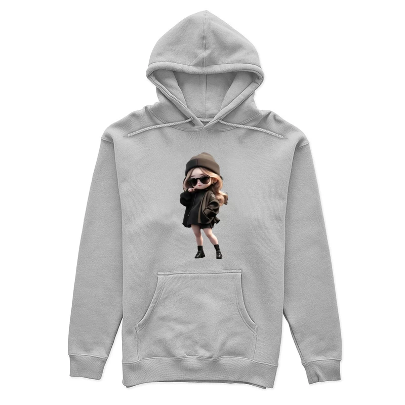 Süßer Charakter in schwarzer Kleidung mit Sonnenbrille Damen Pullover Hoodie
