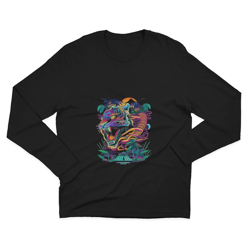 Tropischer Tigerkunst Herren Langarm T-Shirt
