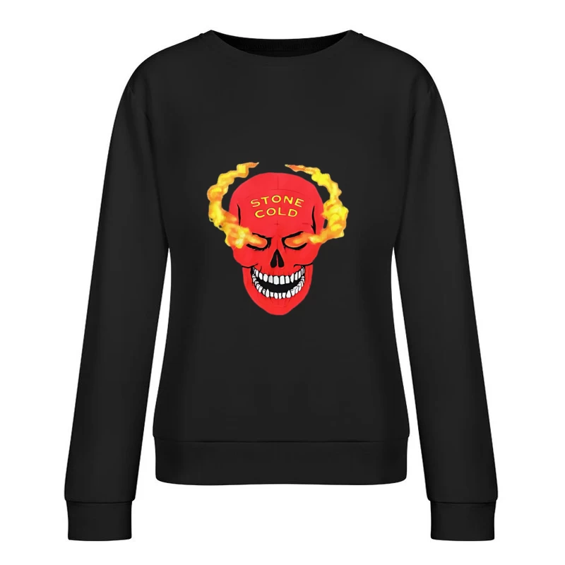 Feuriger Totenkopf mit Schriftzug Damen Pullover Sweatshirt