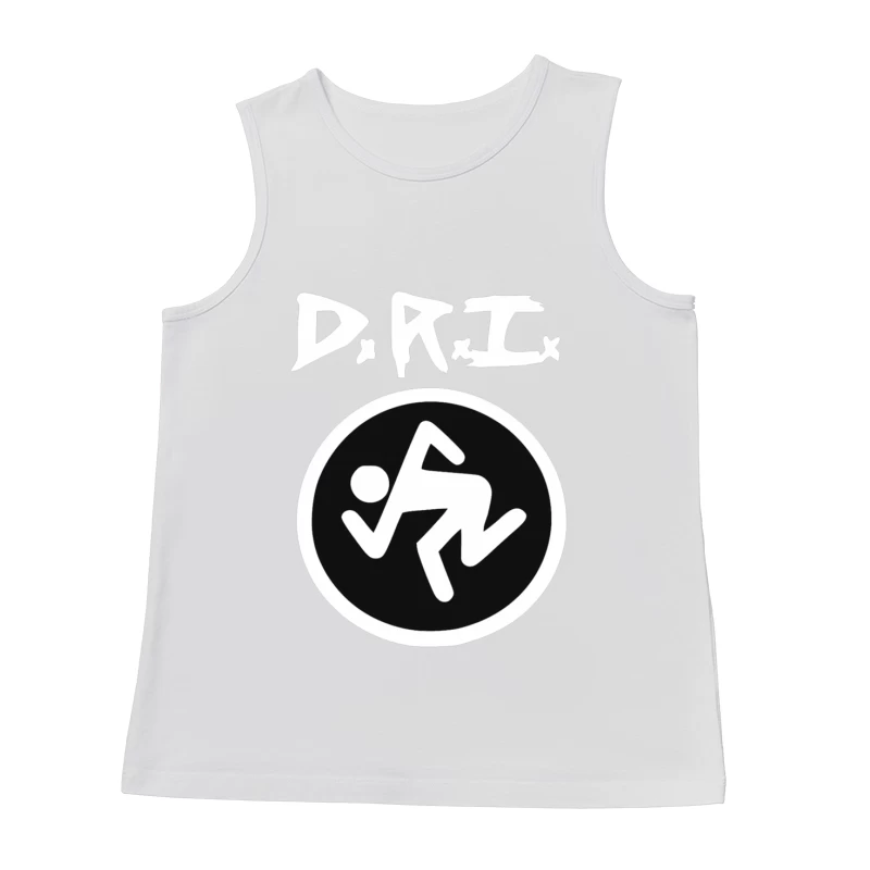 DRI Records Running Man Logo in Black and White Circle Male Tank Top