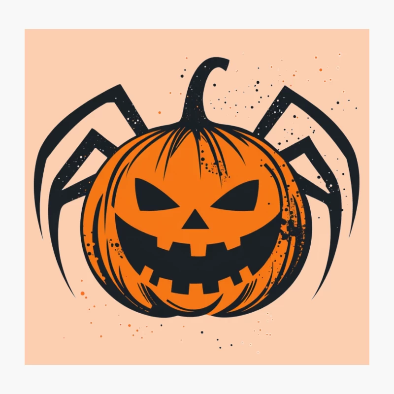 Spooky Spider Pumpkin: Halloween Jack-o'-Lantern Throw Pillow
