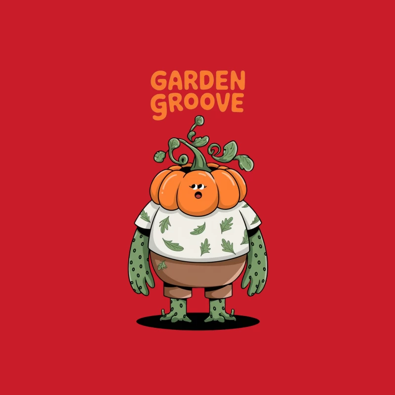 Whimsical Garden Groove Pumpkin Character Illustration Male Pullover Hoodie