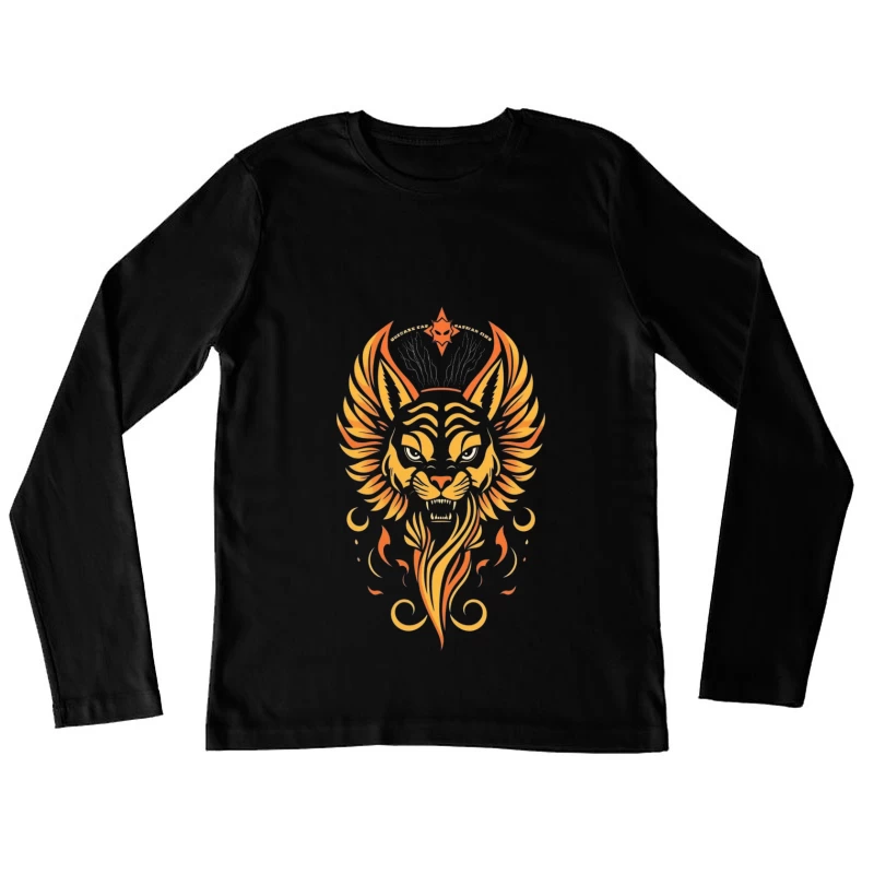 Fierce Winged Lion Illustration Female Long Sleeve T-Shirt