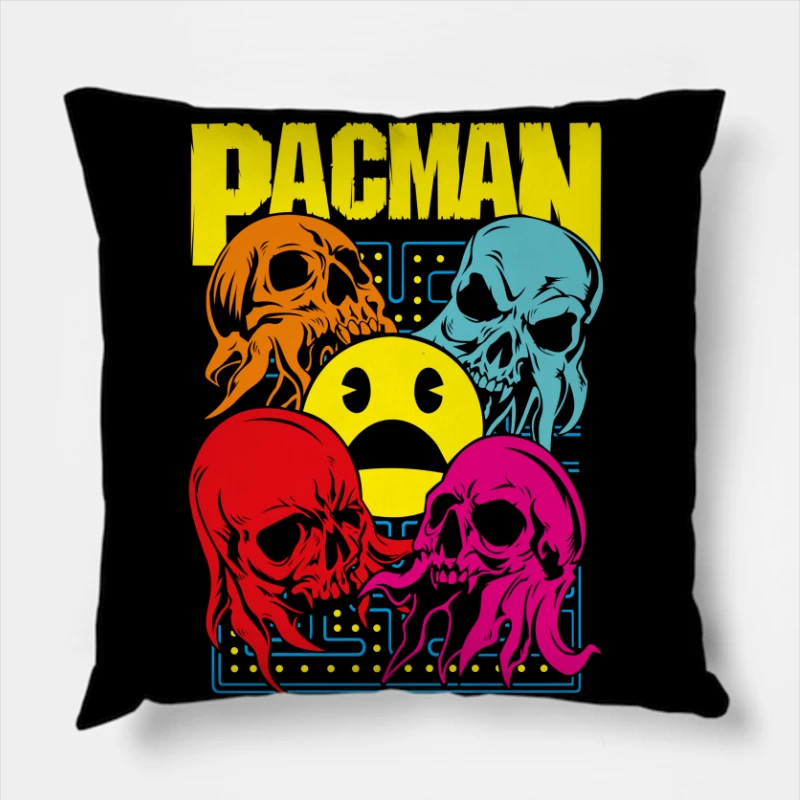 Pac-Man Skull Design Throw Pillow