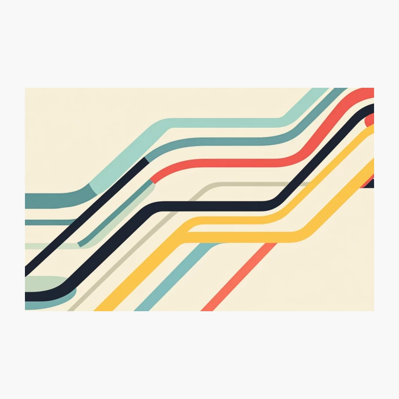 Retro Abstract Geometric Line Pattern Travel Mug