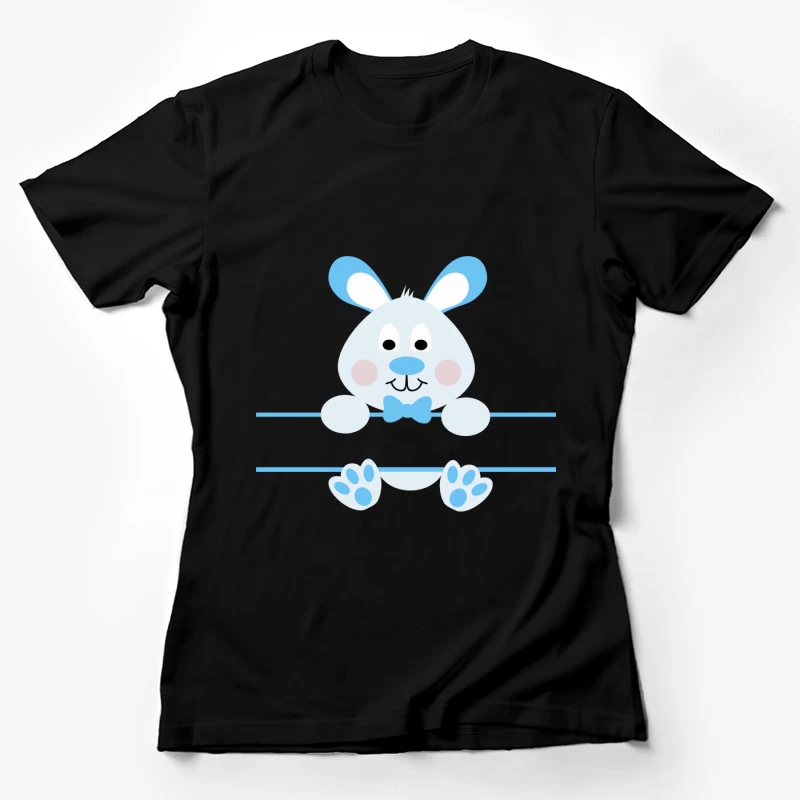 Lapin mignon avec nœud papillon bleu Femme T-Shirt