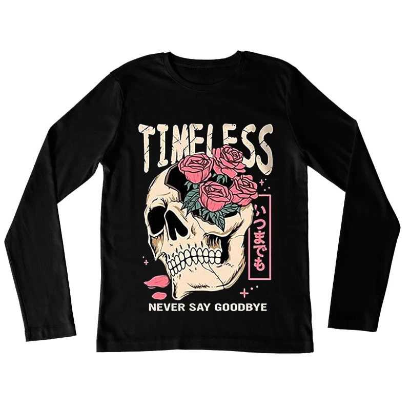 Zeitloser Schädel mit Rosen Damen Langarm T-Shirt