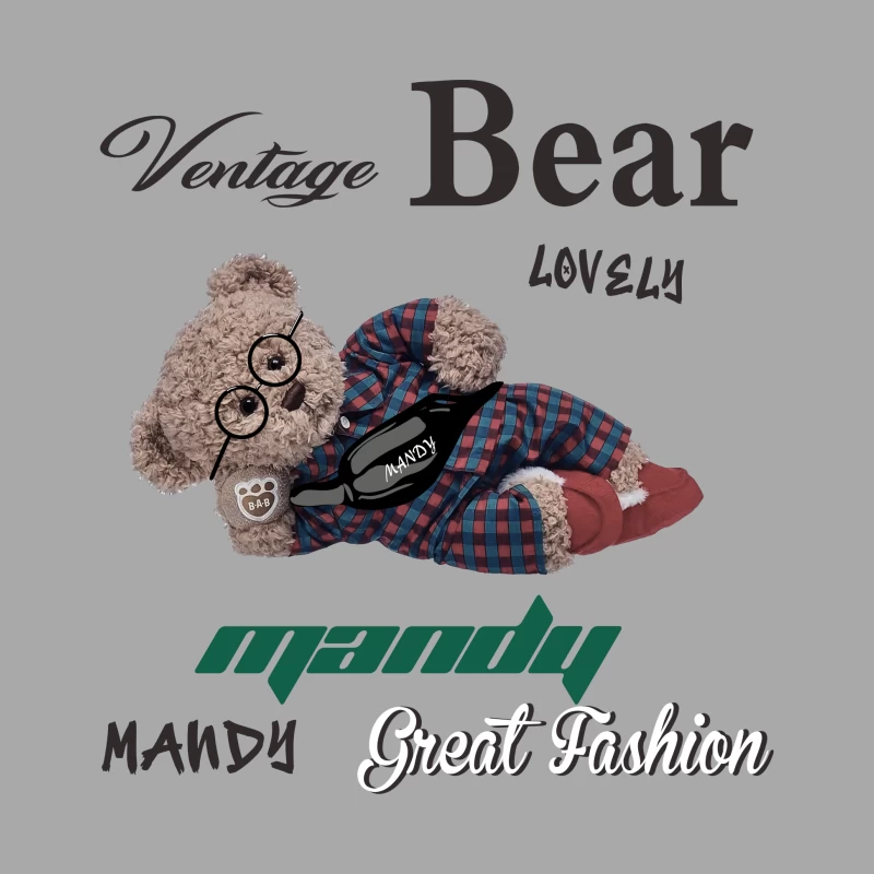 Vintage Bär mit Modeaccessoires Herren Pullover Hoodie