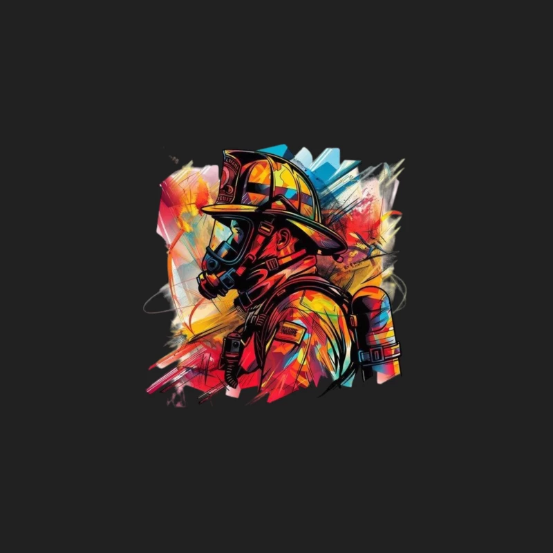 Colorful Portrait of a Firefighter Bucket Hat