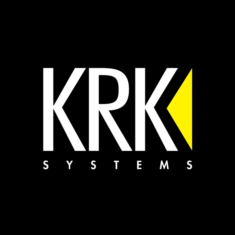 KRK Systems Minimalist Logo Design with Yellow Accent Tapestry