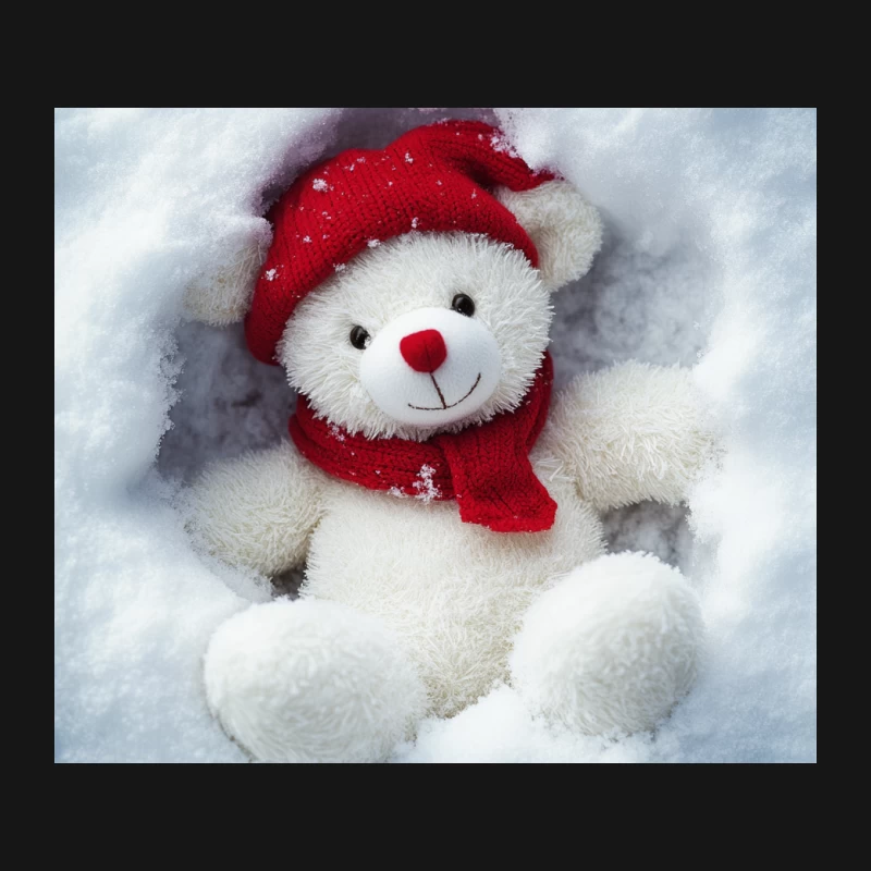 Cute Christmas Teddy Bear in Snow Mouse Pad