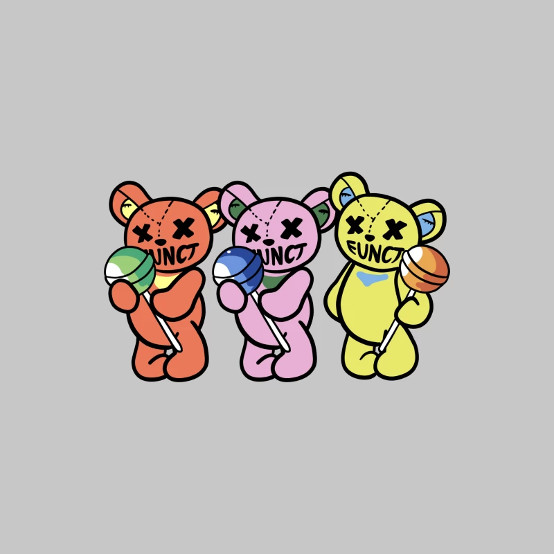 Bunte Teddybären mit Lutschern Damen Langarm T-Shirt