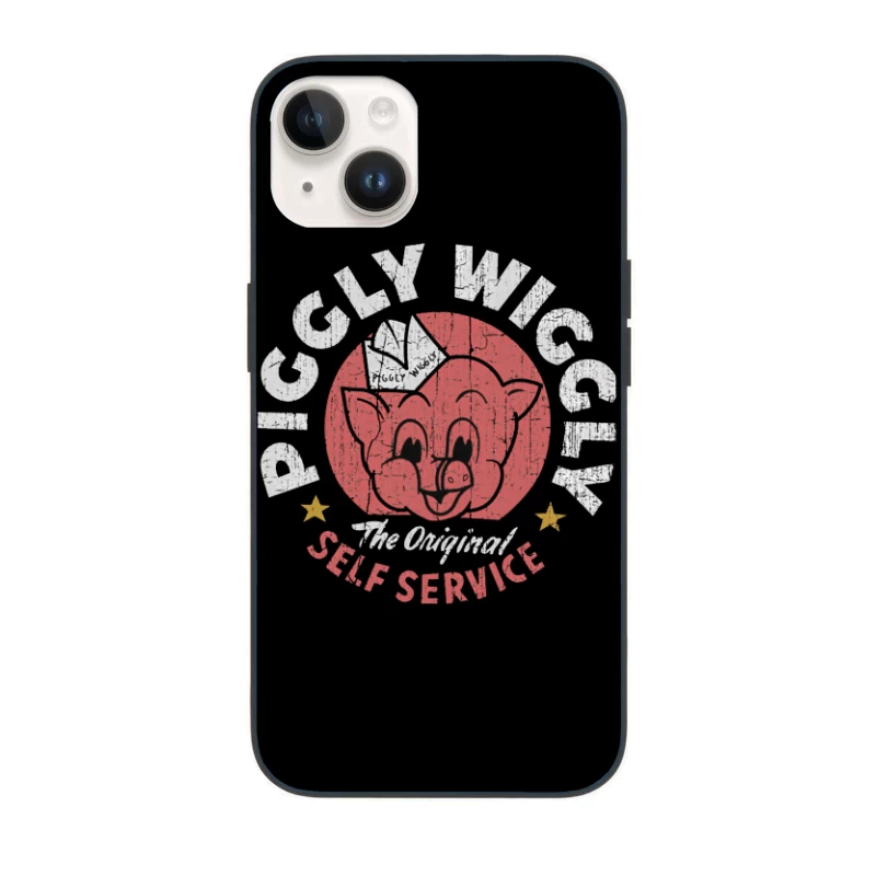 Vintage Pig Self Service Restaurant Logo Design iPhone Case