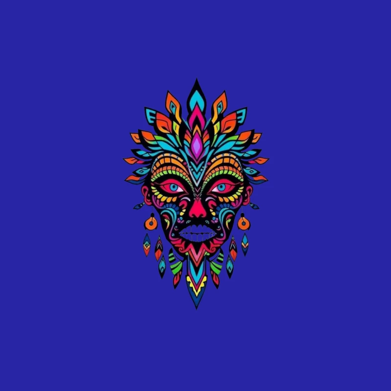Colorful Tribal Mask Illustration Male Tank Top