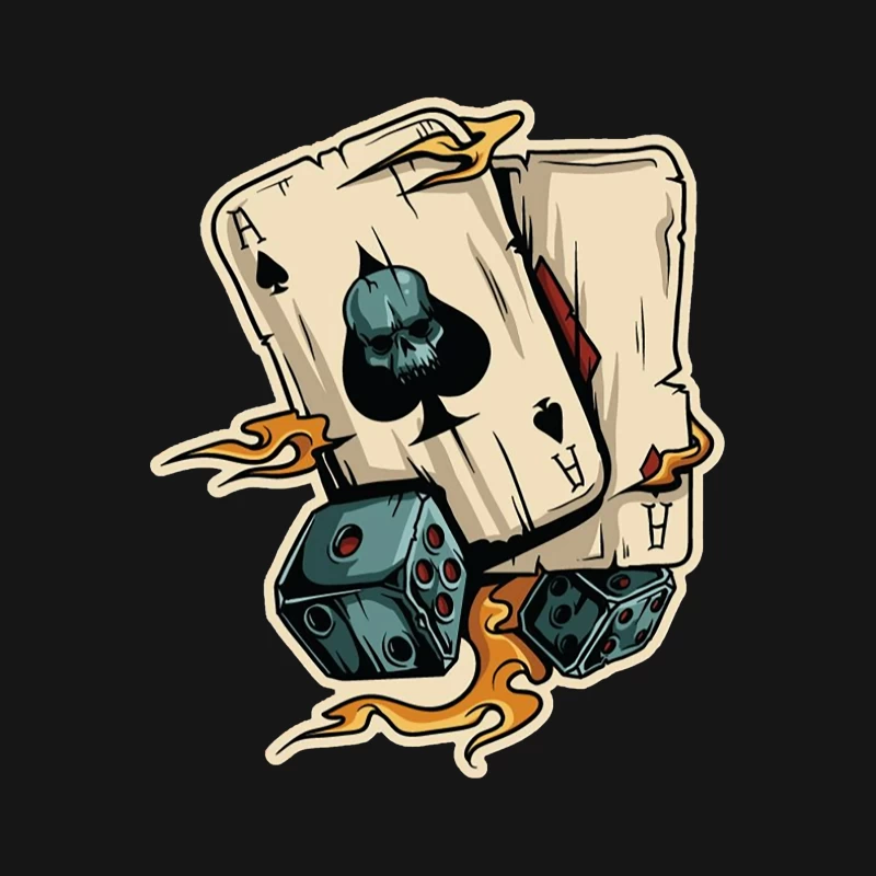 Flammenkarten und Würfel Herren T-Shirt