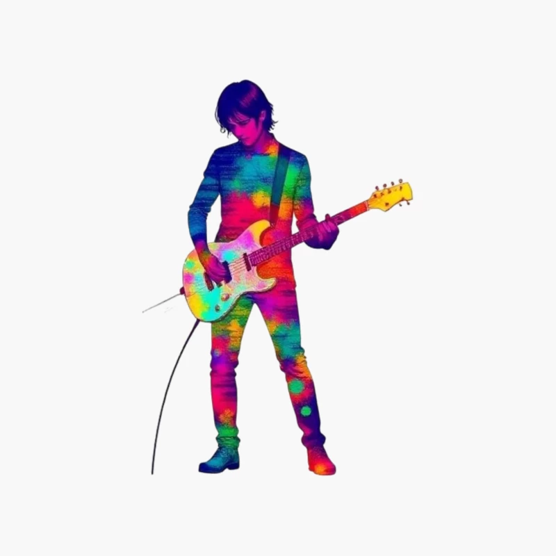 Colorful Musician Playing Electric Guitar Cotton Tote Bag