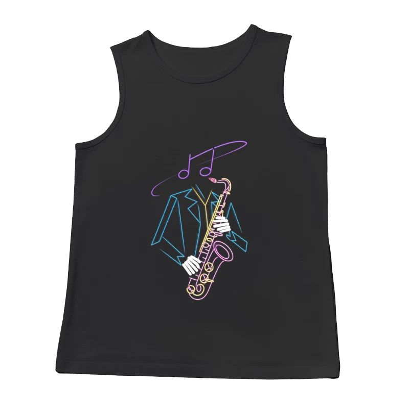 Artistic Jazz Saxophone Musical Sketch Male Tank Top