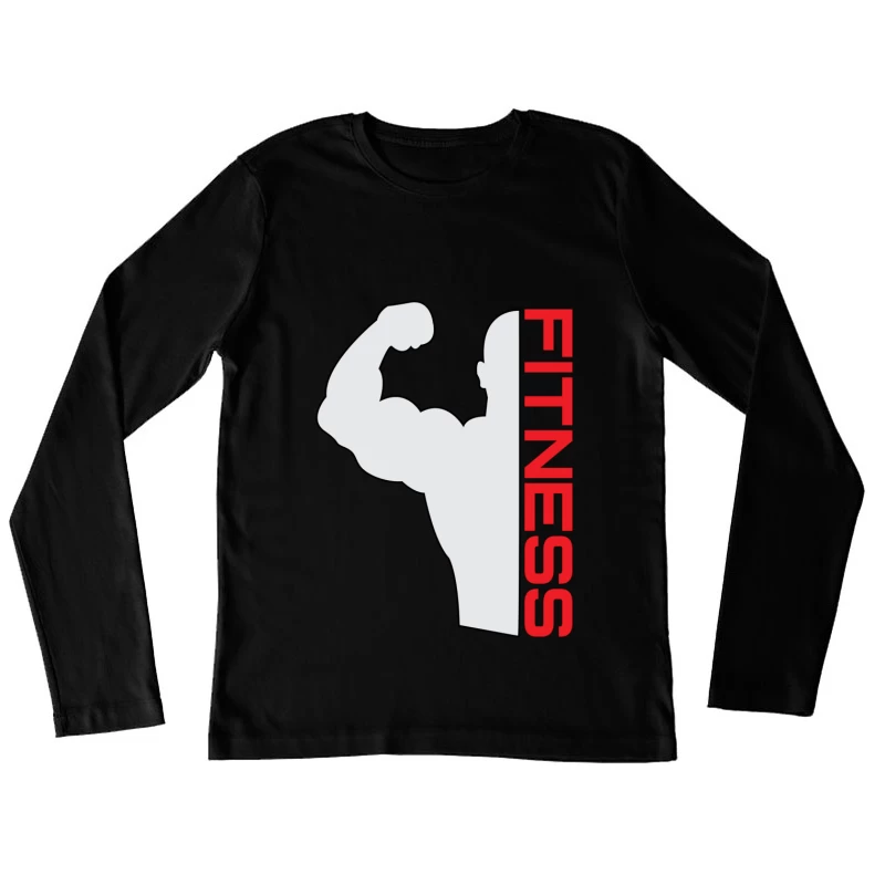 Fitness Logo with Muscular Silhouette Female Long Sleeve T-Shirt